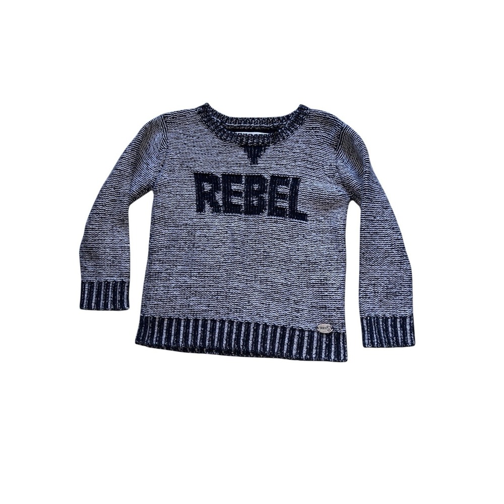 Ikks Girls 4 Rebel Sweater‎ Gray Knit Preppy Letter Graphic School Warm Youth